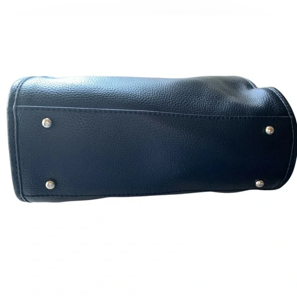 Guess Black Satchel with Gold Accents and Structured Design Handbag Purse Tote - Picture 13 of 14